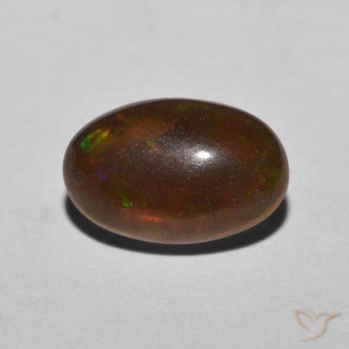 Opale Chocolat Multicolore naturelle ovale, 0.80 ct, Translucide