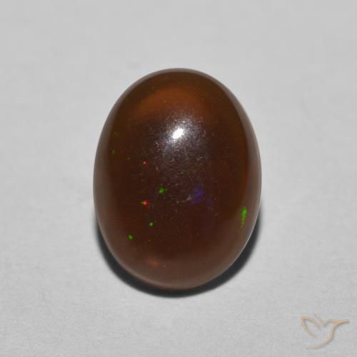 0.82ct Naturel Multicolore Opale Chocolat, ovale, Translucide