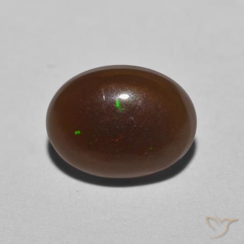 Opale Chocolat Multicolore naturelle ovale, 0.82 ct, Translucide