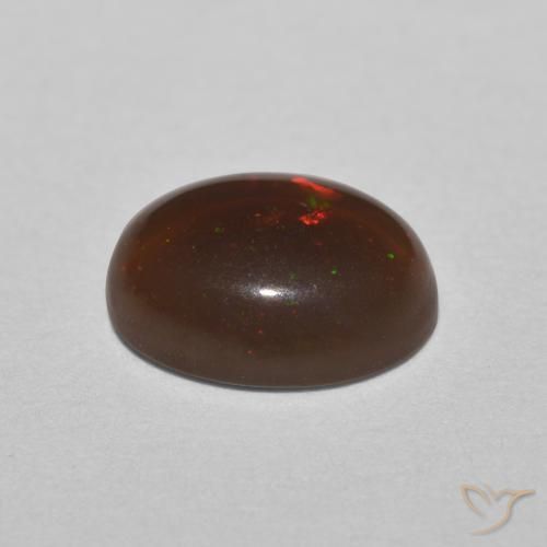 Opale Chocolat Multicolore naturelle ovale, 0.82 ct, Translucide