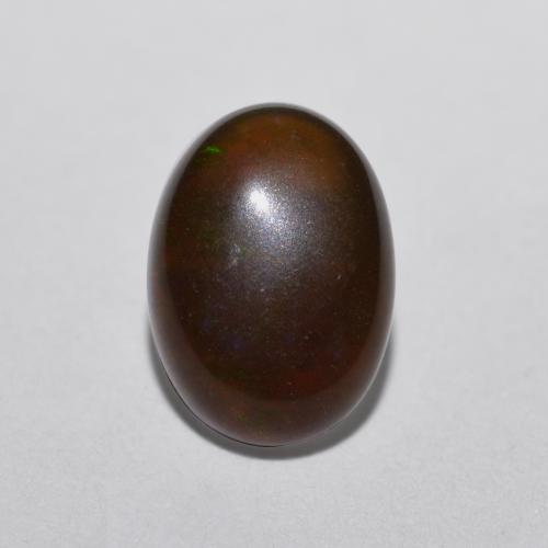 Opale chocolat multicolore naturelle coupe ovale, 0,52 ct, translucide