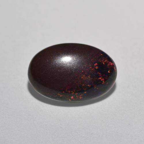 Opale chocolat multicolore naturelle coupe ovale, 0,80 ct, translucide