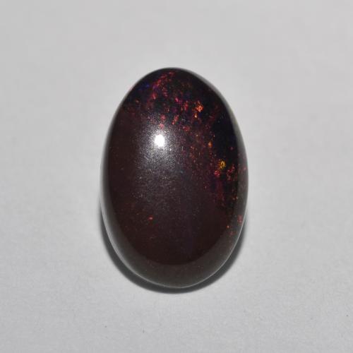 Opale chocolat multicolore naturelle coupe ovale, 0,80 ct, translucide