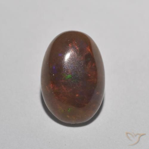0.91ct Naturel Multicolore Opale Chocolat, ovale, Translucide