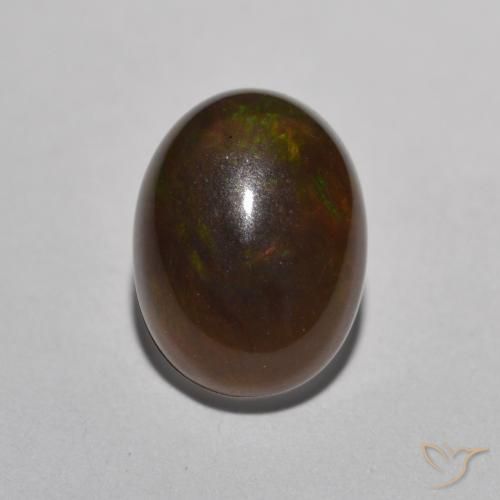 0.88ct Naturel Multicolore Opale Chocolat, ovale, Translucide