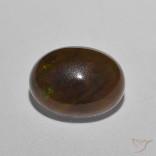 Opale Chocolat Multicolore naturelle ovale, 0.88 ct, Translucide