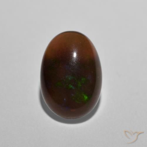 0.66ct Naturel Multicolore Opale Chocolat, ovale, Translucide