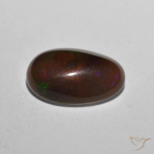 Opale Chocolat Multicolore naturelle ovale, 0.66 ct, Translucide