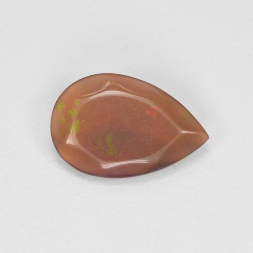 Opale chocolat multicolore naturelle en forme de poire, 0,48 ct, translucide