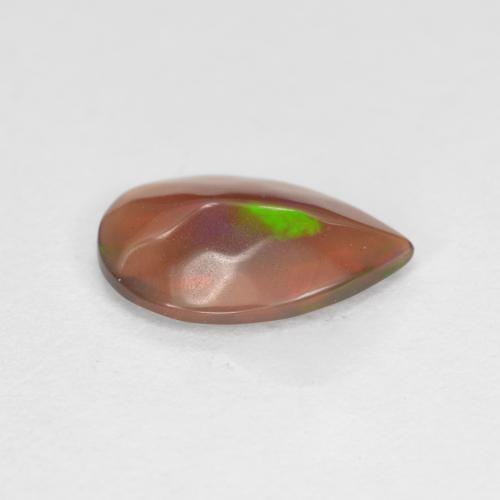 Opale chocolat multicolore naturelle en forme de poire, 0,48 ct, translucide