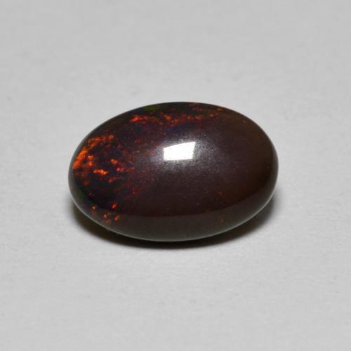 Opale chocolat multicolore naturelle coupe ovale, 0,80 ct, translucide