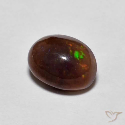 Opale Chocolat Multicolore naturelle ovale, 0.80 ct, Translucide