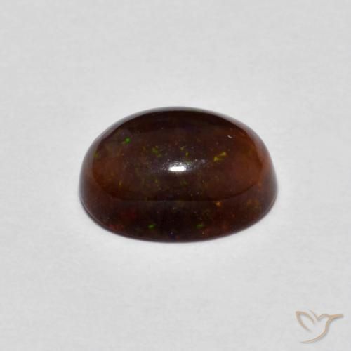 Opale Chocolat Multicolore naturelle ovale, 0.80 ct, Translucide
