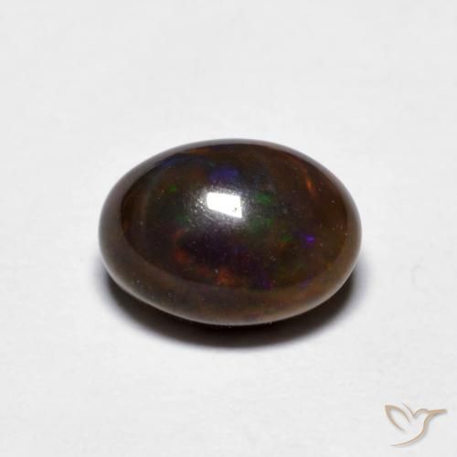 0.88ct Naturel Multicolore Opale Chocolat, ovale, Opaque