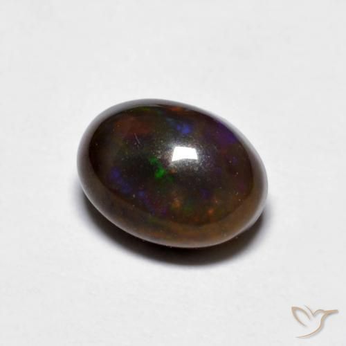 Opale Chocolat Multicolore naturelle ovale, 0.88 ct, Opaque