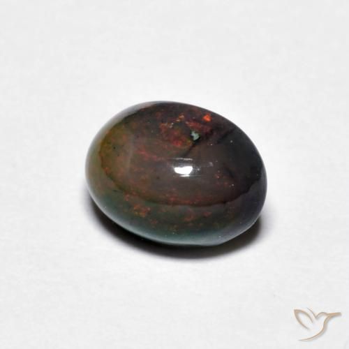 Opale Chocolat Multicolore naturelle ovale, 0.89 ct, Translucide