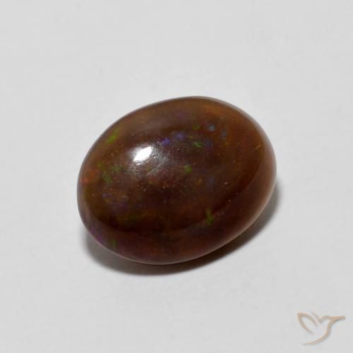Opale Chocolat Multicolore naturelle ovale, 0.84 ct, Opaque
