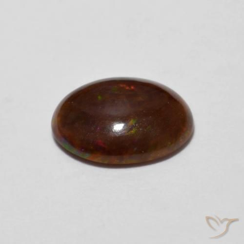 Opale Chocolat Multicolore naturelle ovale, 0.84 ct, Opaque