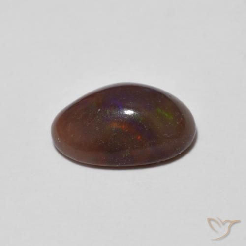 Opale Chocolat Multicolore naturelle ovale, 1.25 ct, Translucide