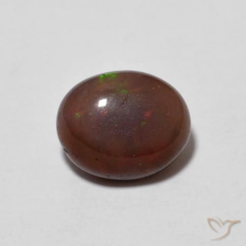 0.65ct Naturel Multicolore Opale Chocolat, ovale, Translucide