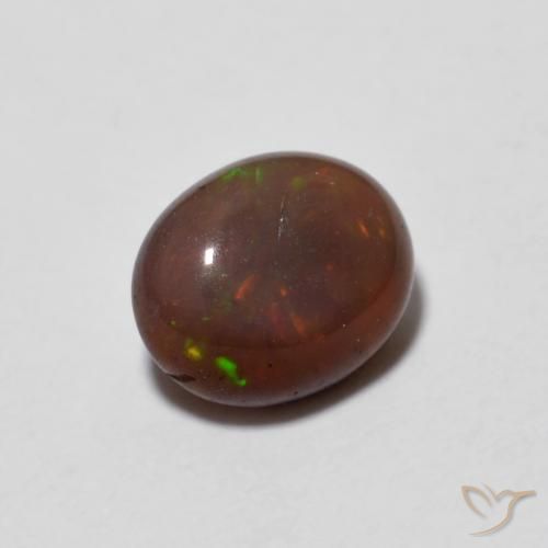 Opale Chocolat Multicolore naturelle ovale, 0.65 ct, Translucide