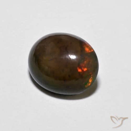 Opale Chocolat Multicolore naturelle ovale, 1.15 ct, Opaque