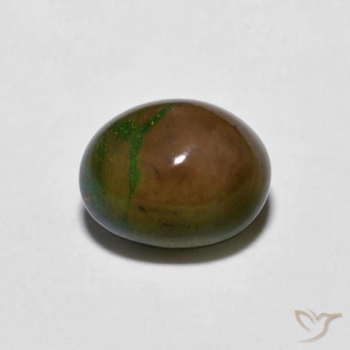 0.80ct Naturel Multicolore Opale Chocolat, ovale, Opaque
