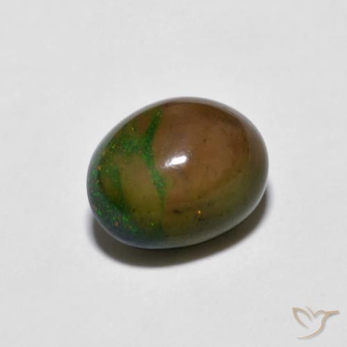 Opale Chocolat Multicolore naturelle ovale, 0.80 ct, Opaque