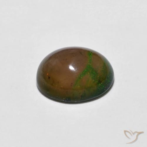 Opale Chocolat Multicolore naturelle ovale, 0.80 ct, Opaque