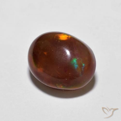 Opale Chocolat Multicolore naturelle ovale, 1.21 ct, Opaque