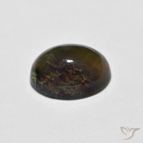 Opale Chocolat Multicolore naturelle ovale, 0.92 ct, Opaque