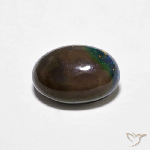 0.80ct Naturel Multicolore Opale Chocolat, ovale, Opaque