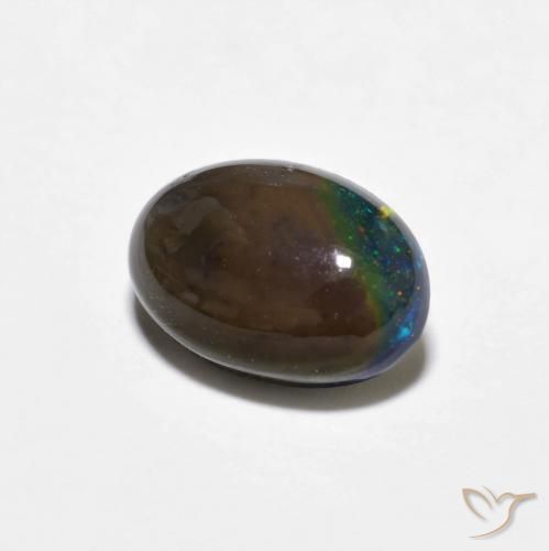 Opale Chocolat Multicolore naturelle ovale, 0.80 ct, Opaque