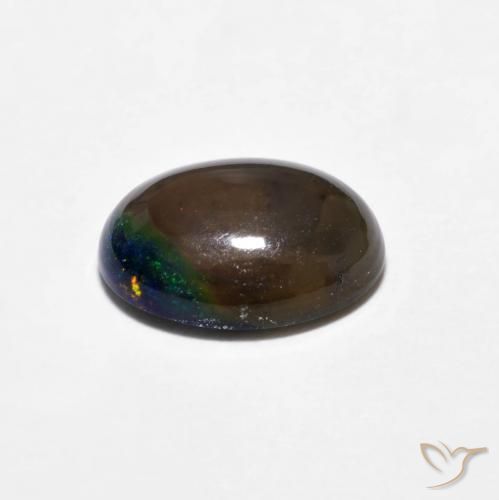 Opale Chocolat Multicolore naturelle ovale, 0.80 ct, Opaque
