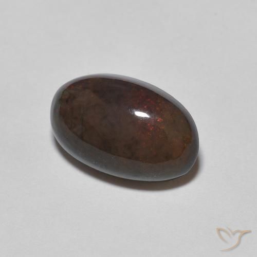Opale Chocolat Marron foncé naturelle ovale, 1.24 ct, Opaque