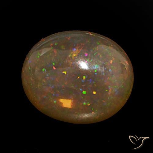 Opale Chocolat Multicolore naturelle ovale, 8.01 ct, Transparent