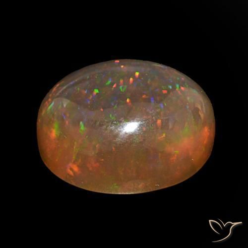 Opale Chocolat Multicolore naturelle ovale, 8.01 ct, Transparent
