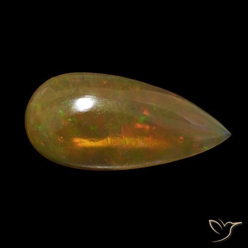 Opale Chocolat Multicolore naturelle En forme de poire, 8.56 ct, Transparent