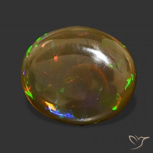 Opale Chocolat Multicolore naturelle ovale, 9.41 ct, Transparent