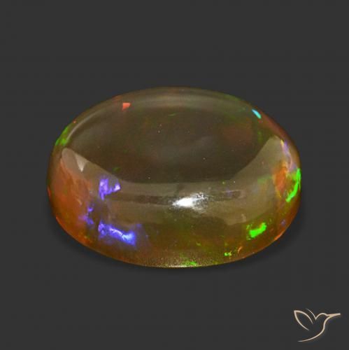 Opale Chocolat Multicolore naturelle ovale, 9.41 ct, Transparent