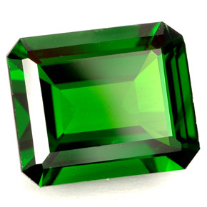 Diopside de chrome vert naturelle taille émeraude, 4,93 ct, IF