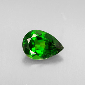 Diopside de chrome vert naturelle en forme de poire, 0,72 ct, VS