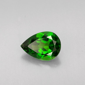 Diopside de chrome vert naturelle en forme de poire, 0,72 ct, VS