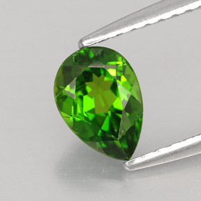 Diopside de chrome vert naturelle en forme de poire, 0,80 ct, VVS-VS