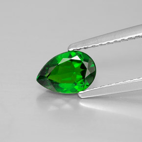 Diopside de chrome vert naturelle en forme de poire, 0,66 ct, VS