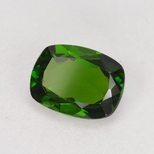 Diopside Chrome Vert moyen-foncé naturelle Coupe coussin, 1.32 ct, VVS-VS