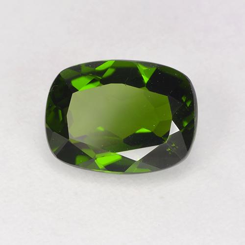 Diopside Chrome Vert foncé naturelle Coupe coussin, 1.30 ct, VVS-VS
