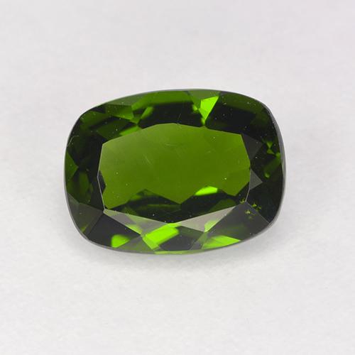 Diopside Chrome Vert foncé naturelle Coupe coussin, 1.30 ct, VVS-VS