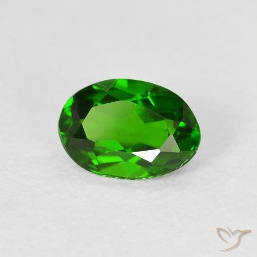 Diopside Chrome Vert intense naturelle ovale, 0.86 ct, VVS-VS