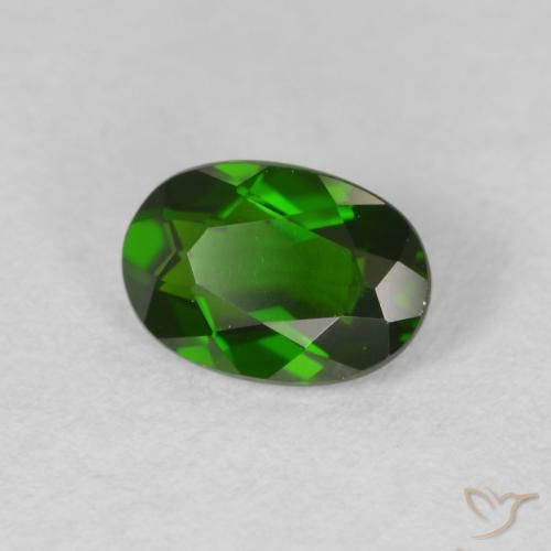 Diopside Chrome Vert foncé naturelle ovale, 0.89 ct, VVS-VS